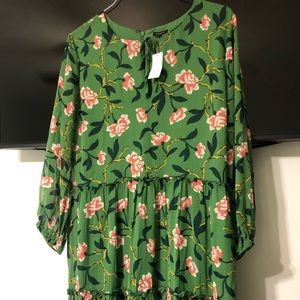 Nwt Ann Taylor Dress. Green/pink A-line
